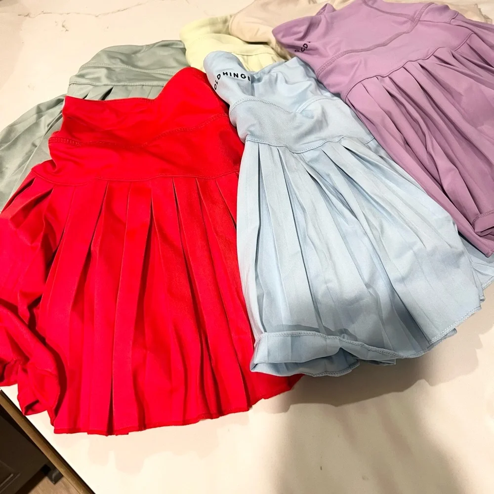 Lot of 6 Gold Hinge Pleated Tennis Skirt skort tennis pickle ball gold_8
